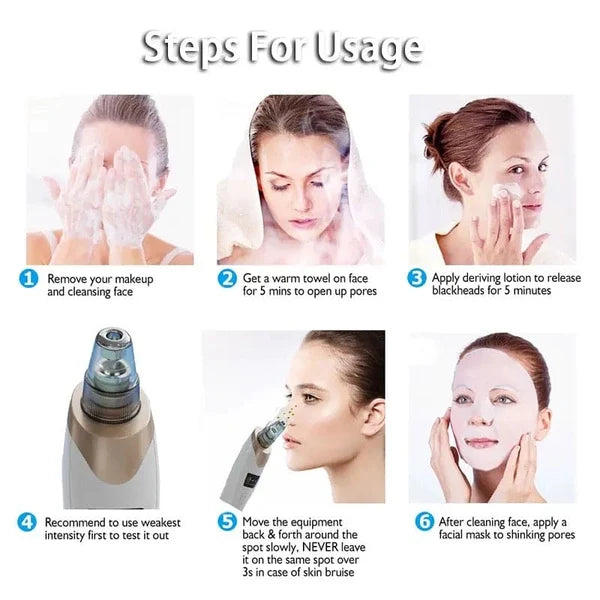 Blackhead Suction Remover Portable Pore Cleaner with LED Display and Multiple Suction Levels